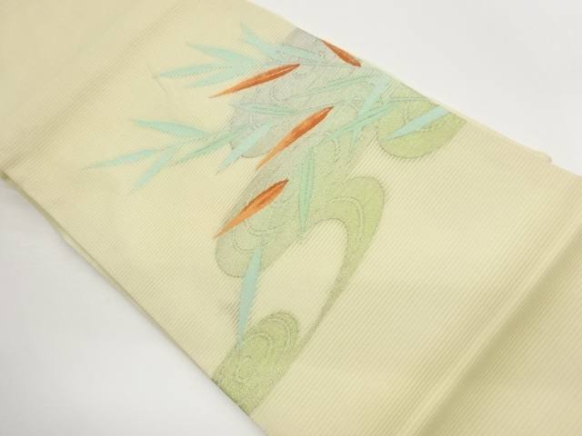 Nagoya obi woven with gauze leaves and running water pattern